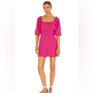 L* Space‎ Marina Cover Up Mini Dress In Bright Fuchsia Sz L
